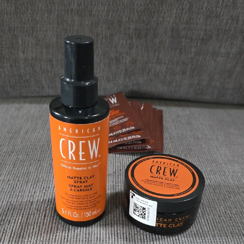 American Crew‎ Matte Clay Spray And Matte Clay + Shampoo Samples, New.